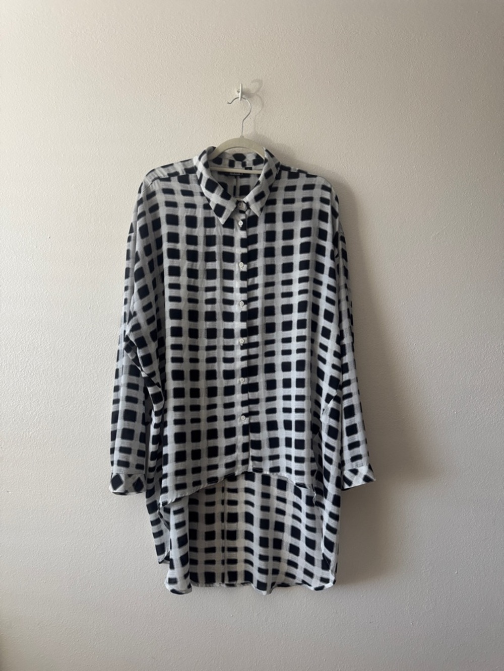 a.n.a A New Approach Black & White Grid Button-Up Shirt